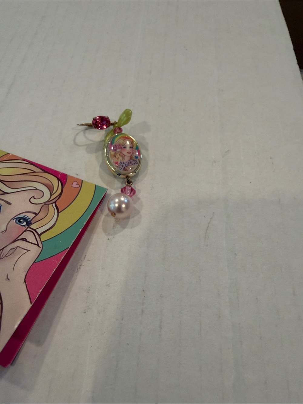 Tarina Tarantino Barbie Charm Pendant — Pink, Green, Pearl, Purple Accents - Picture 3 of 4